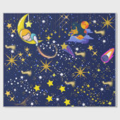 Starry Night Dark Blue Sky Geschenkpapier (Flach)