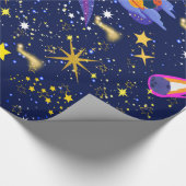 Starry Night Dark Blue Sky Geschenkpapier (Ecke)