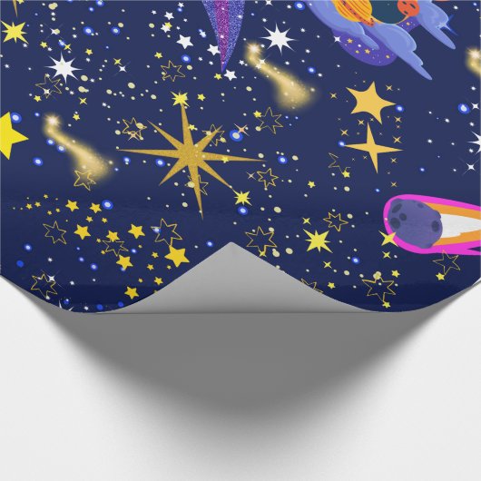 Starry Night Dark Blue Sky Geschenkpapier (Ecke)