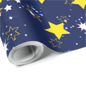 Starry Night Dark Blue Sky Geschenkpapier (Rolleneckpunkt)