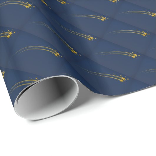 Starry Night Dark Blue Sky Gold Stars GiftWrapping Geschenkpapier (Rolleneckpunkt)