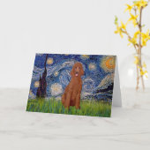 Starry Night - Dark Red Standard Poodle #1 Karte (Gelbe Blume)