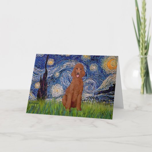 Starry Night - Dark Red Standard Poodle #1 Karte (Vorderseite)
