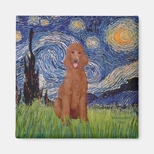 Starry Night - Dark Red Standard Poodle #1 Magnet (Vorne)