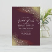 Starry Night Deep Crimson Brautparty Einladung (Stehend Vorderseite)