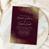 Starry Night Deep Crimson Red Wedding Einladung