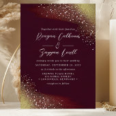 Starry Night Deep Crimson Red Wedding Einladung