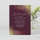 Starry Night Deep Crimson Save the Date Card Einladung (Stehend Vorderseite)