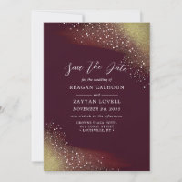 Starry Night Deep Crimson Save the Date Card