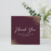 Starry Night Deep Crimson Wedding Dankeskarte (Stehend Vorderseite)