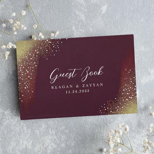 Starry Night Deep Crimson Wedding Gästebuch