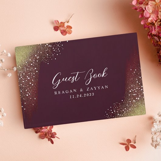 Starry Night Deep Crimson Wedding Gästebuch