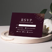 Starry Night Deep Crimson Wedding RSVP Card