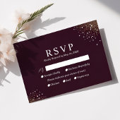 Starry Night Deep Crimson Wedding RSVP Card Karte