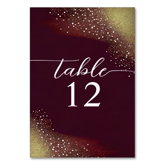 Starry Night Deep Crimson Wedding Tischnummer (Rückseite)