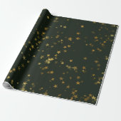 Starry Night Deep Green Forest Gold Confetti Geschenkpapier (Ungerollt)