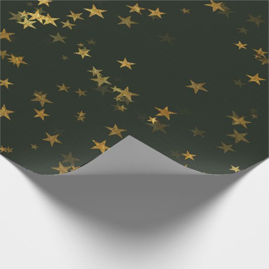 Starry Night Deep Green Forest Gold Confetti Geschenkpapier (Ecke)