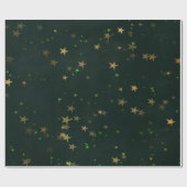 Starry Night Deep Green Forest Gold Smarald Geschenkpapier (Flach)