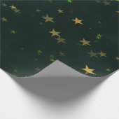 Starry Night Deep Green Forest Gold Smarald Geschenkpapier (Ecke)