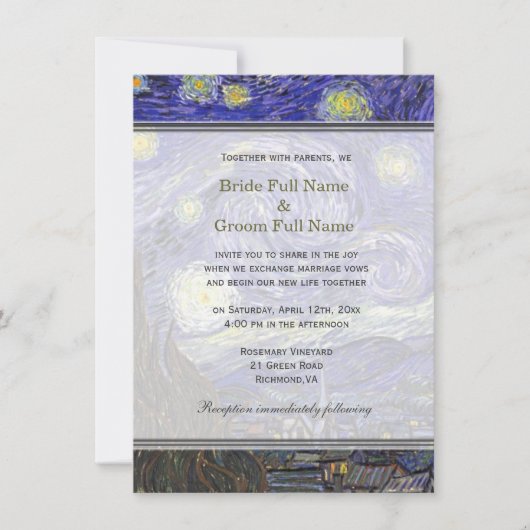 Starry Night, die berühmte Hochzeitseinladung zu g Einladung (Vorderseite)
