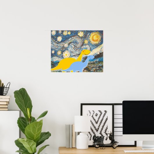 Starry Night Dinosaurier Poster Print (Heimbüro)