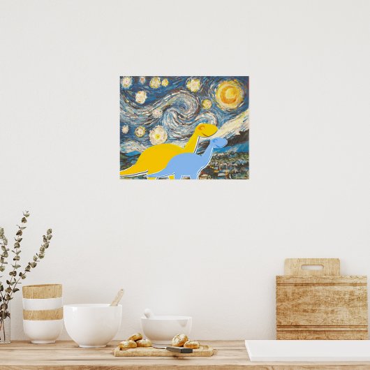 Starry Night Dinosaurier Poster Print (Küche)