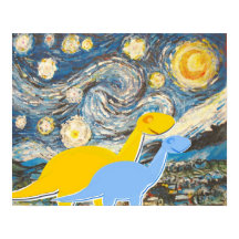 Starry Night Dinosaurier Poster Print