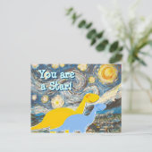 Starry Night Dinosaurier Postkarte (Stehend Vorderseite)