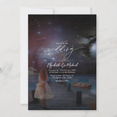 Starry Night Dockside Wedding QR Code Foto Einladung (Vorderseite)