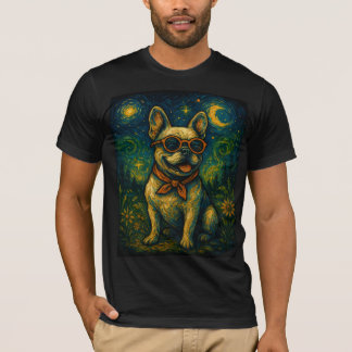 Starry Night Dog Funny Art Retro Brille Pet T-Shirt