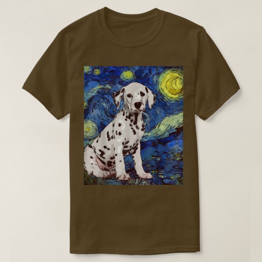 Starry Night Dotted Dalmatiner Dog Painting Dog Lo T-Shirt (Design vorne)