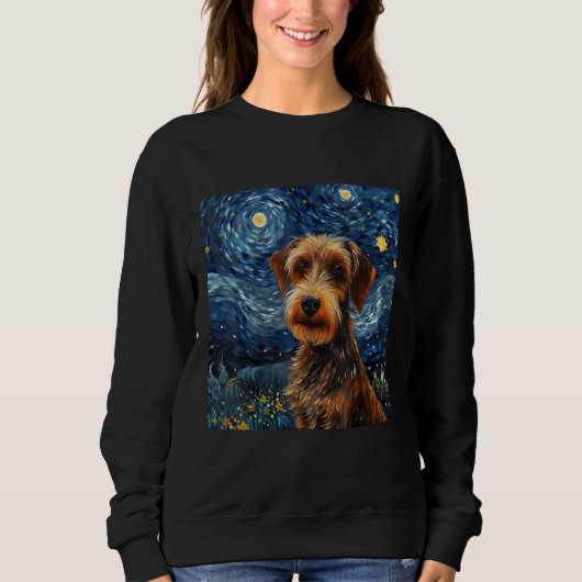 Starry Night Drahthaar Dackel - Drahthaar Dac Sweatshirt (Vorderseite)