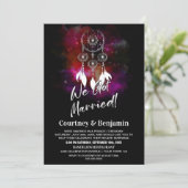 Starry Night Dream Catcher Wedding Reception Foto Einladung (Stehend Vorderseite)