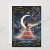 Starry Night Dusty Pink Quinceañera Einladung (Vorderseite)