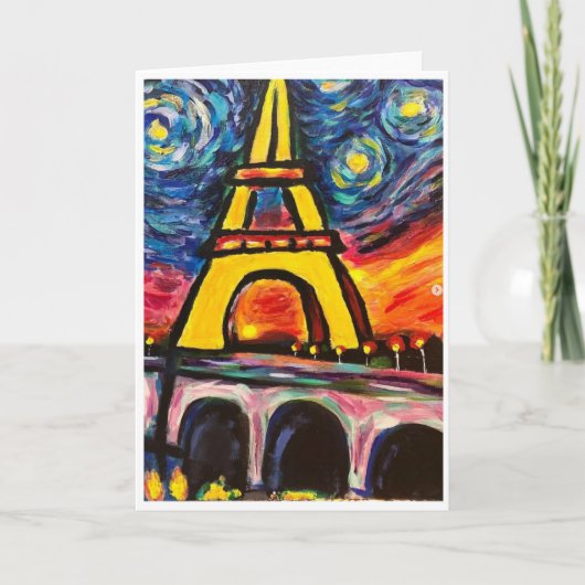 Starry Night Eiffel Tower Card<Blank Inside> Einladung (Vorderseite)