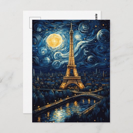 Starry Night - Eiffelturm Postkarte (Vorne/Hinten)