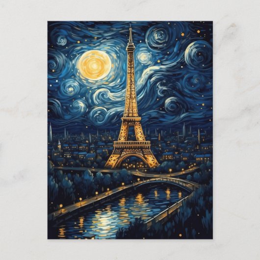 Starry Night - Eiffelturm Postkarte (Vorderseite)