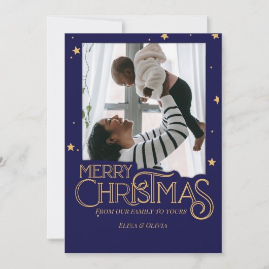 Starry Night Elegantes Foto Weihnachtskarte Feiertagskarte (Vorderseite)