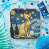 Starry Night Elf Sphynx Cat Celebration Pappteller (Party)