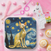 Starry Night Elf Sphynx Cat Celebration Pappteller (Party)