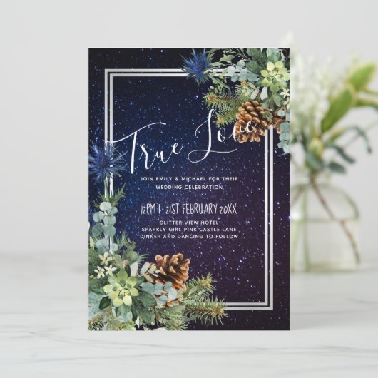 Starry Night Eucalyptus Blue Thistle WinterWedding (Stehend Vorderseite)