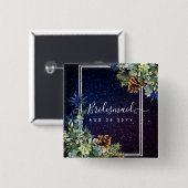 Starry Night Eucalyptus Blue Thistle WinterWedding Button (Vorne & Hinten)