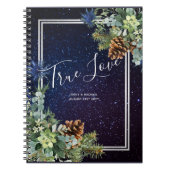 Starry Night Eucalyptus Blue Thistle WinterWedding Notizblock (Vorderseite)
