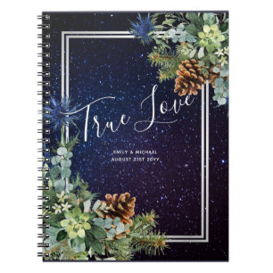Starry Night Eucalyptus Blue Thistle WinterWedding Notizblock