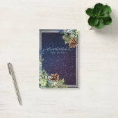 Starry Night Eucalyptus Blue Thistle WinterWedding Post-it Klebezettel (Büro)