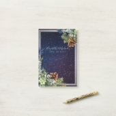 Starry Night Eucalyptus Blue Thistle WinterWedding Post-it Klebezettel (Auf Schreibtisch)
