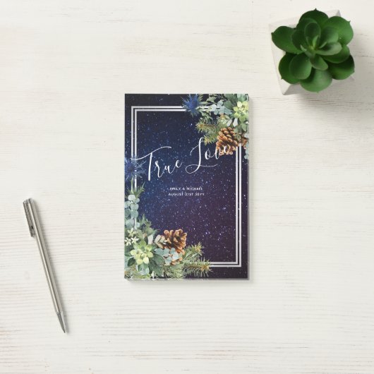 Starry Night Eucalyptus Blue Thistle WinterWedding Post-it Klebezettel (Büro)