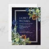 Starry Night Eucalyptus Blue Thistle WinterWedding Postkarte (Vorne/Hinten)