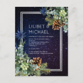 Starry Night Eucalyptus Blue Thistle WinterWedding Postkarte (Vorderseite)