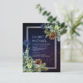Starry Night Eucalyptus Blue Thistle WinterWedding Postkarte (Stehend Vorderseite)